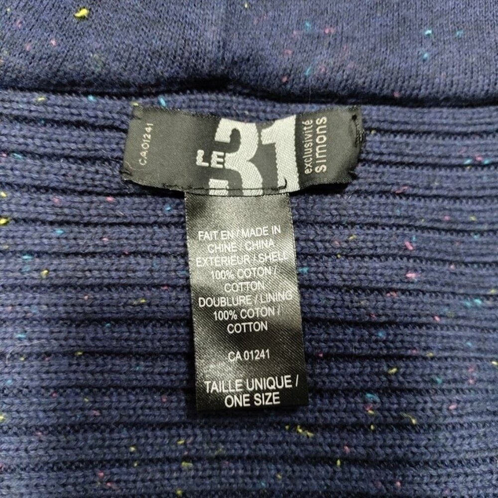 NWOT Le31 100% Cotton Knit H‎‎ooded Sc‎ar‎f Sha‎‎w‎l Navy Blue Men's One Size - Picture 6 of 11